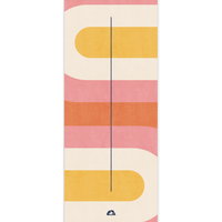 yoga mat with pink and yellow design