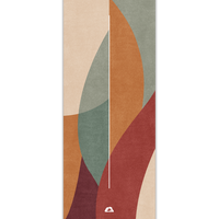 yoga mat with red and green design