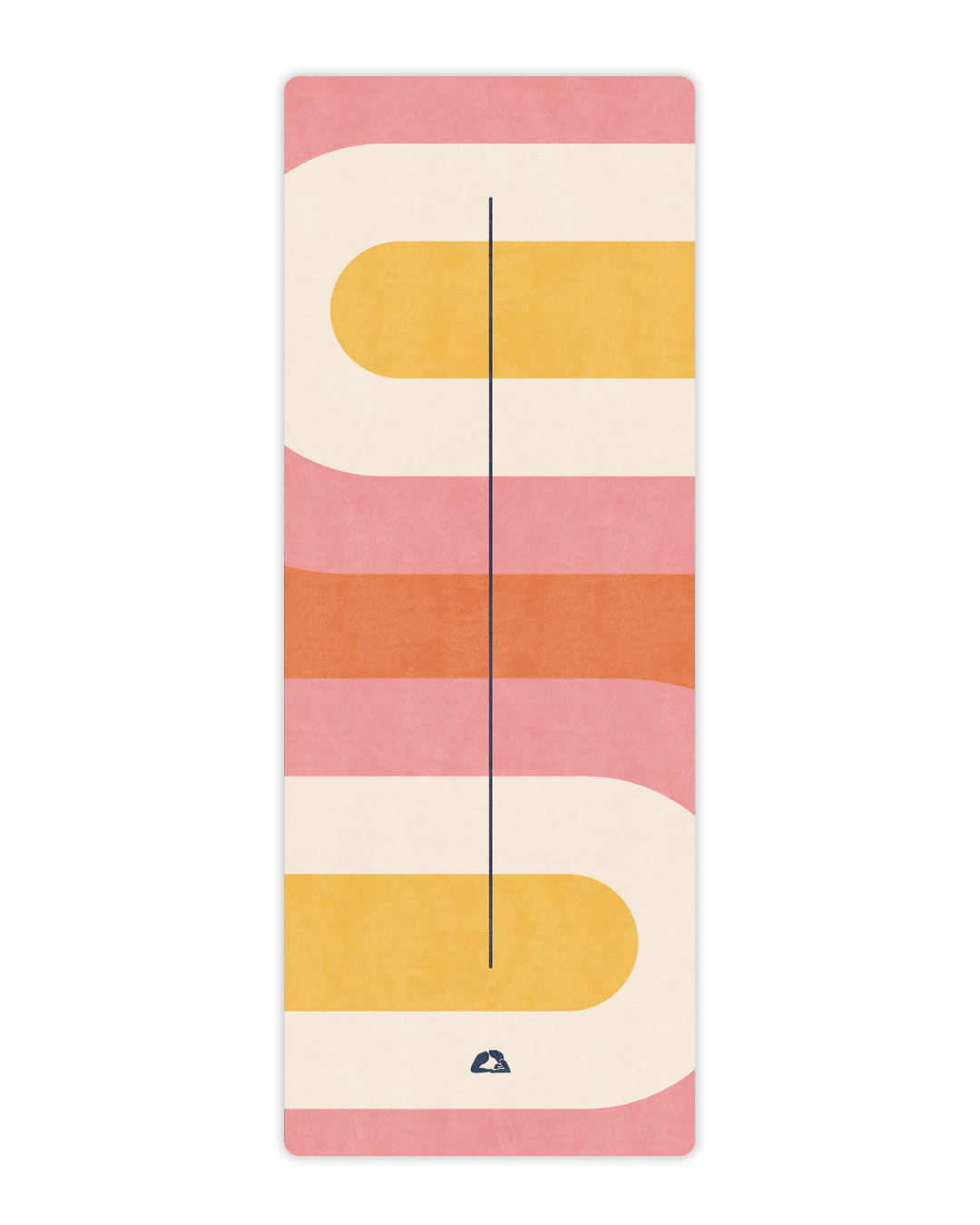 yoga mat with pink and yellow design
