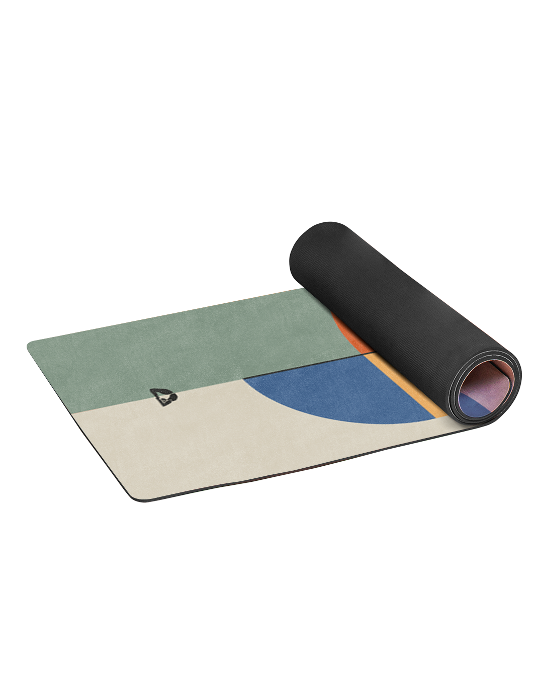 rolled yoga mat with multicolor abstract design